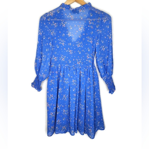 ASOS Design Mini Smock Dress in Blue Floral Size 4 - Picture 2 of 9